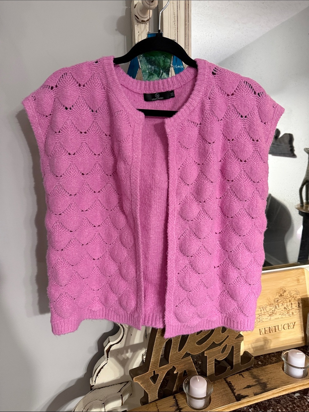 Cozy Pink Knit Open-Front Women's Sweater